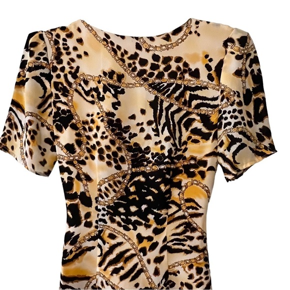 Rebecca Minkoff Silk Knotted V Neck Short Sleeve Mini Dress 2 Animal Novelty - Picture 8 of 14
